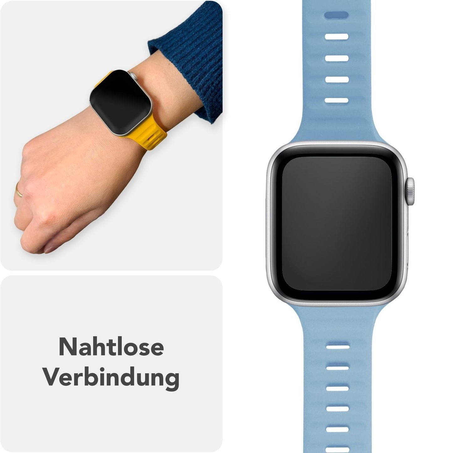 NALIA Motion Band fyrir Apple Watch SE/10/9/8/7/6/5/4/3/2/1, kassastærð 38/40/41/42 mm, mjúkt sílikon sportband með smellulás