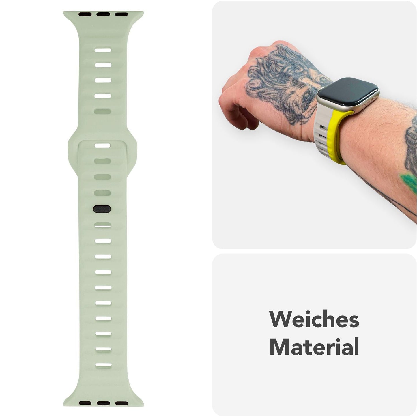 NALIA Motion Band fyrir Apple Watch SE/10/9/8/7/6/5/4/3/2/1, kassastærð 38/40/41/42 mm, mjúkt sílikon sportband með smellulás