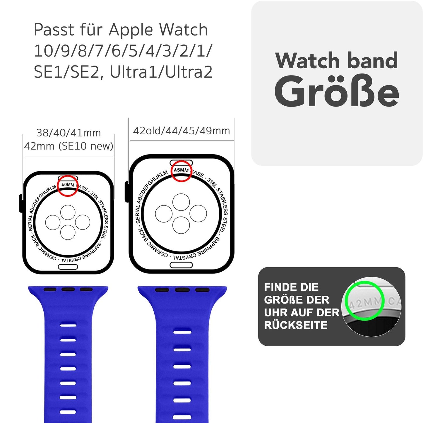 NALIA Motion Band fyrir Apple Watch SE/10/9/8/7/6/5/4/3/2/1, kassastærð 38/40/41/42 mm, mjúkt sílikon sportband með smellulás