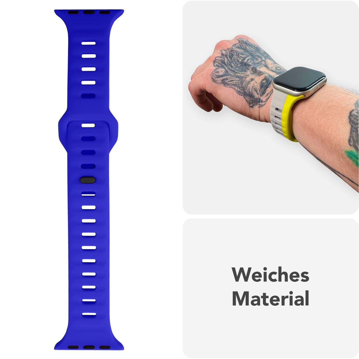 NALIA Motion Band fyrir Apple Watch SE/10/9/8/7/6/5/4/3/2/1, kassastærð 38/40/41/42 mm, mjúkt sílikon sportband með smellulás