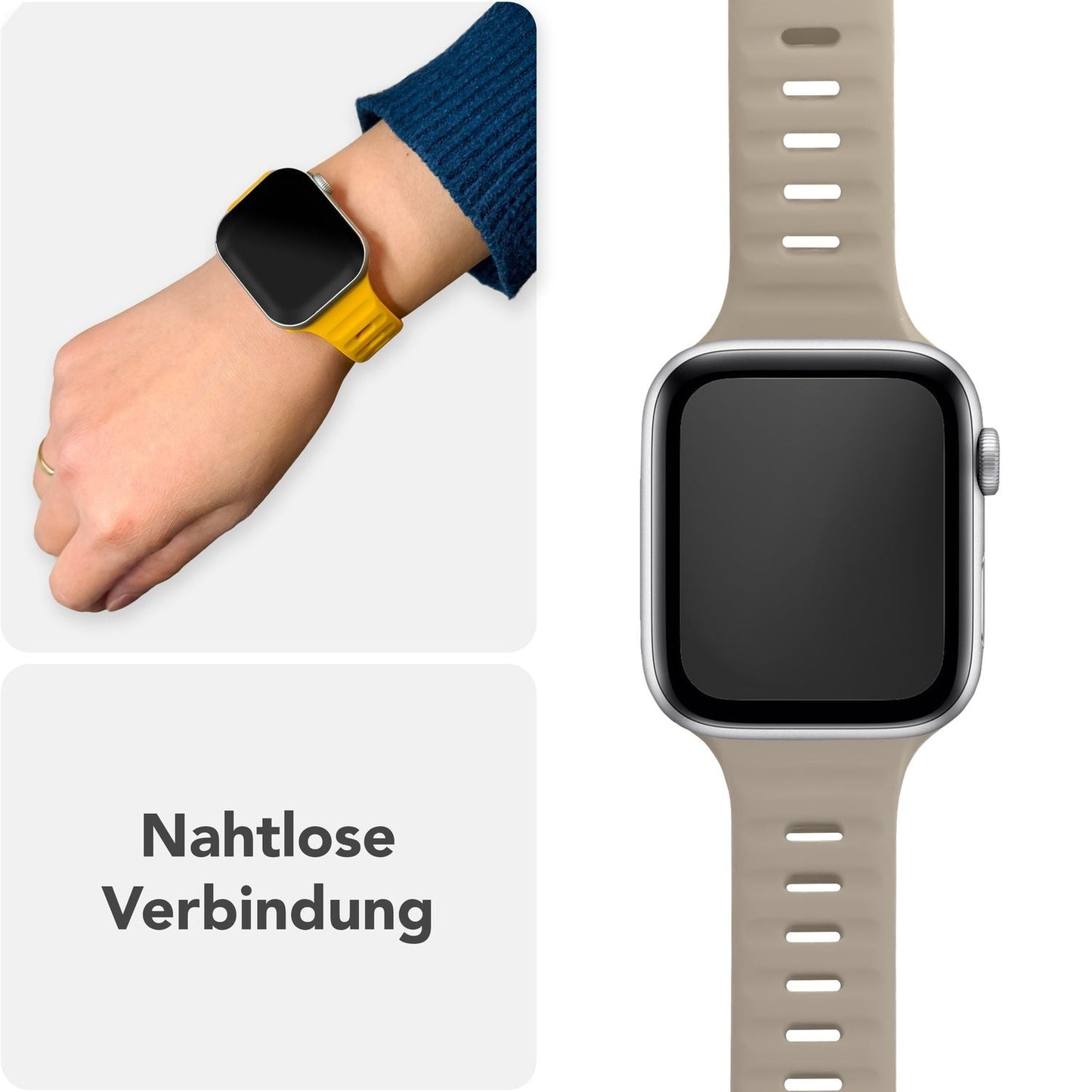 NALIA Motion Band fyrir Apple Watch SE/10/9/8/7/6/5/4/3/2/1, kassastærð 38/40/41/42 mm, mjúkt sílikon sportband með smellulás