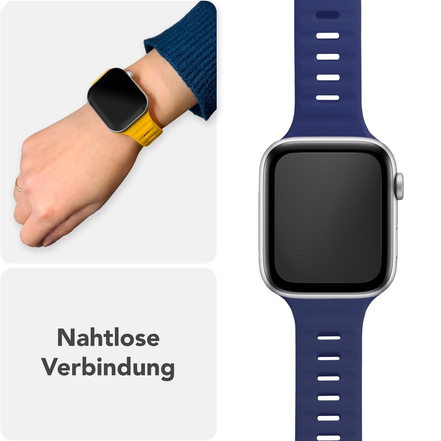 NALIA Motion Band fyrir Apple Watch SE/10/9/8/7/6/5/4/3/2/1, kassastærð 38/40/41/42 mm, mjúkt sílikon sportband með smellulás