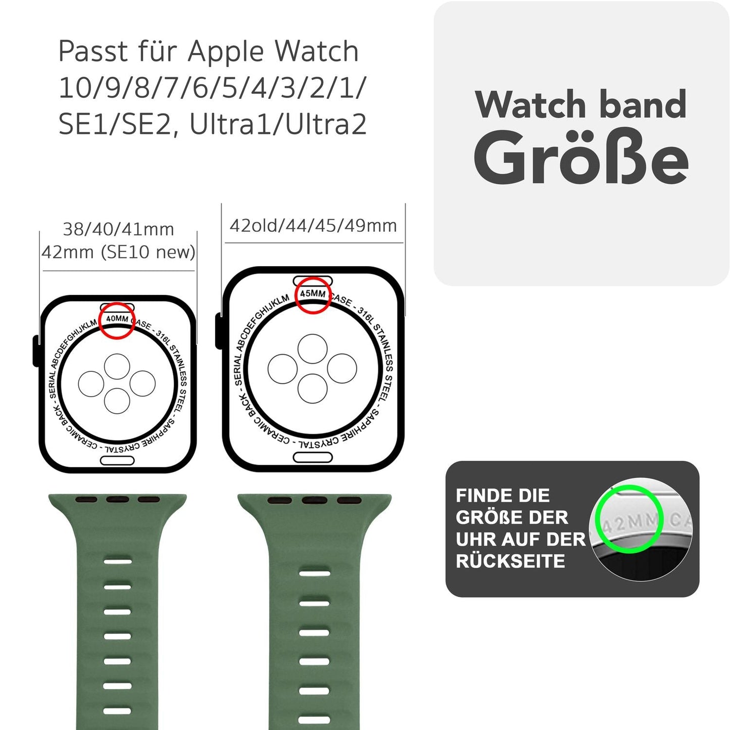 NALIA Motion Band fyrir Apple Watch SE/10/9/8/7/6/5/4/3/2/1, kassastærð 38/40/41/42 mm, mjúkt sílikon sportband með smellulás