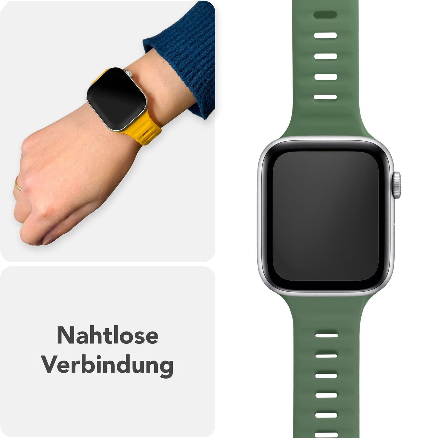 NALIA Motion Band fyrir Apple Watch SE/10/9/8/7/6/5/4/3/2/1, kassastærð 38/40/41/42 mm, mjúkt sílikon sportband með smellulás