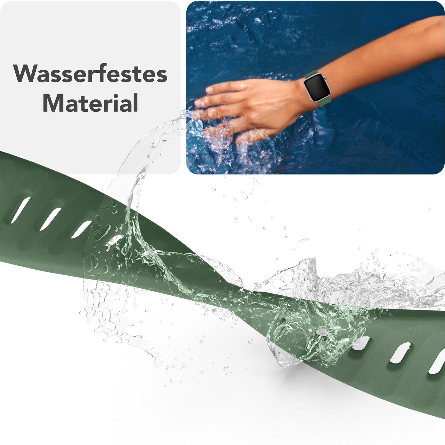 NALIA Motion Band fyrir Apple Watch SE/10/9/8/7/6/5/4/3/2/1, kassastærð 38/40/41/42 mm, mjúkt sílikon sportband með smellulás