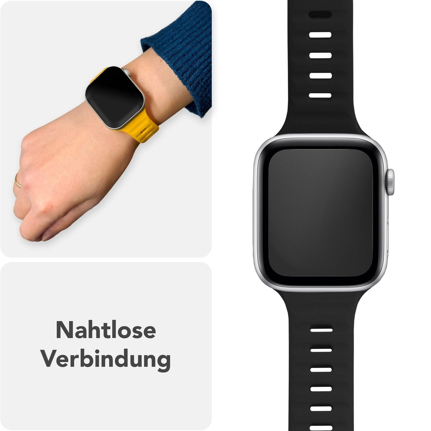 NALIA Motion Band fyrir Apple Watch SE/10/9/8/7/6/5/4/3/2/1, kassastærð 38/40/41/42 mm, mjúkt sílikon sportband með smellulás