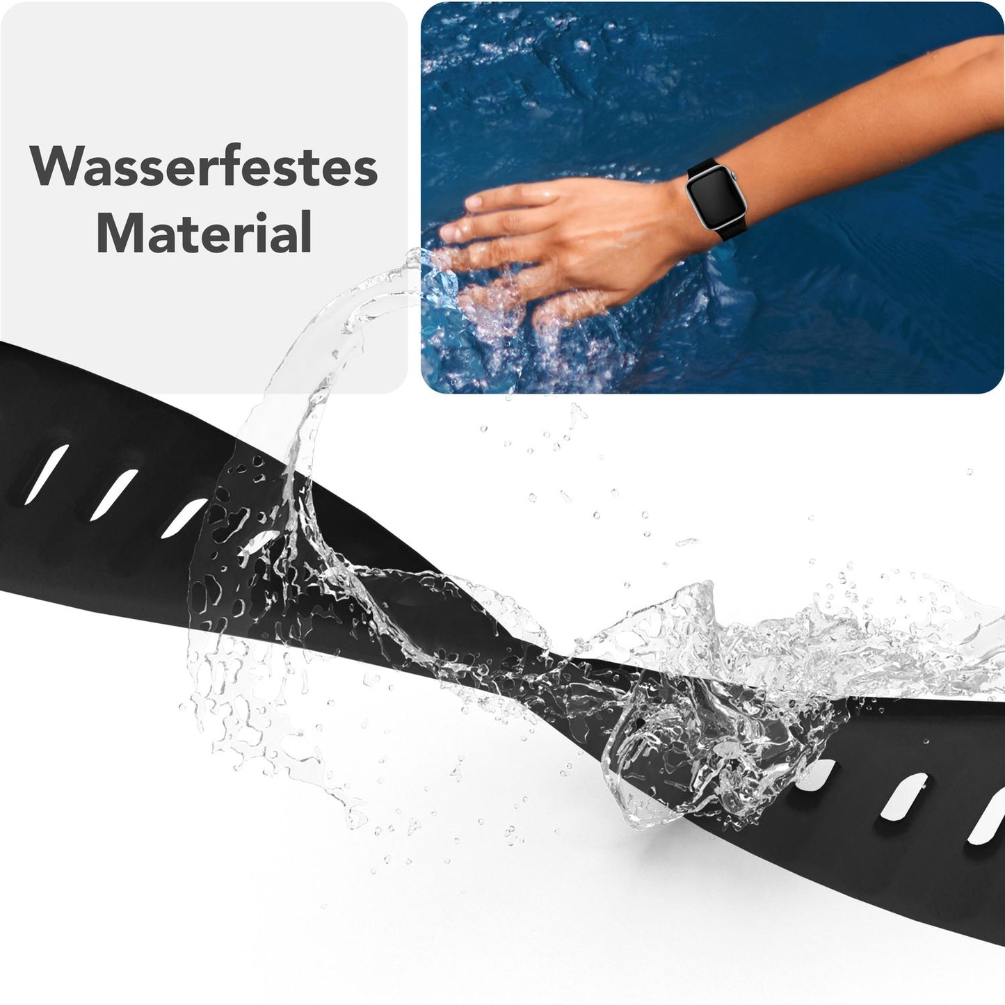 NALIA Motion Band fyrir Apple Watch SE/10/9/8/7/6/5/4/3/2/1, kassastærð 38/40/41/42 mm, mjúkt sílikon sportband með smellulás