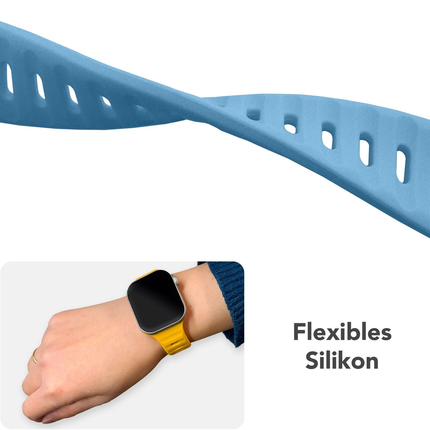 NALIA Motion Band for Apple Watch Ultra/SE/10/9/8/7/6/5/4/3/2/1, Case Size 42/44/45/46/49mm, Soft Silicone Replacement Sport Band with Snap-on Closure