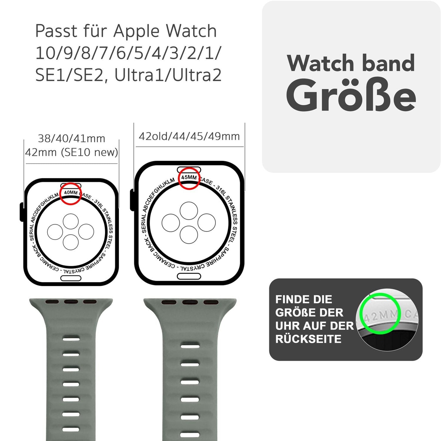 NALIA Motion Band for Apple Watch Ultra/SE/10/9/8/7/6/5/4/3/2/1, Case Size 42/44/45/46/49mm, Soft Silicone Replacement Sport Band with Snap-on Closure