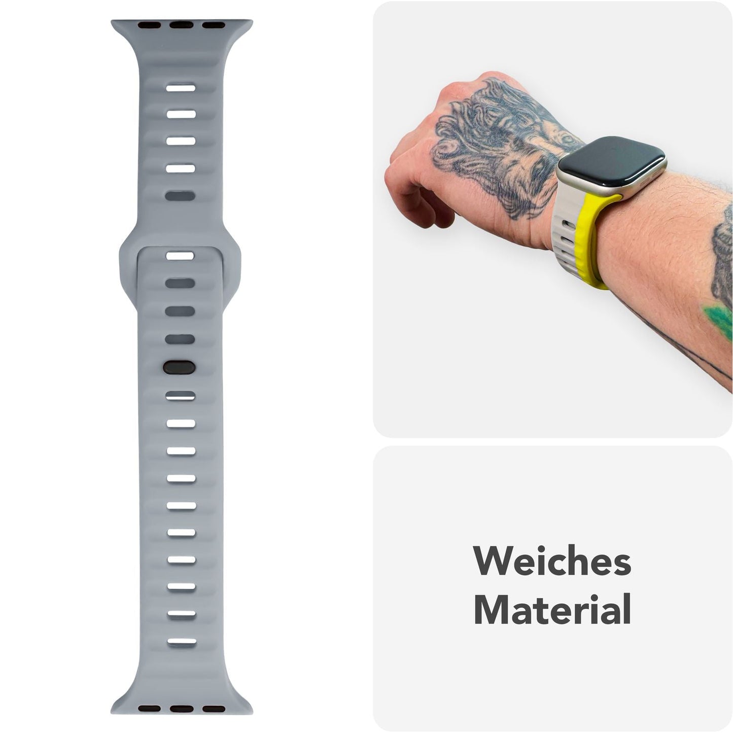 NALIA Motion Band for Apple Watch Ultra/SE/10/9/8/7/6/5/4/3/2/1, Case Size 42/44/45/46/49mm, Soft Silicone Replacement Sport Band with Snap-on Closure