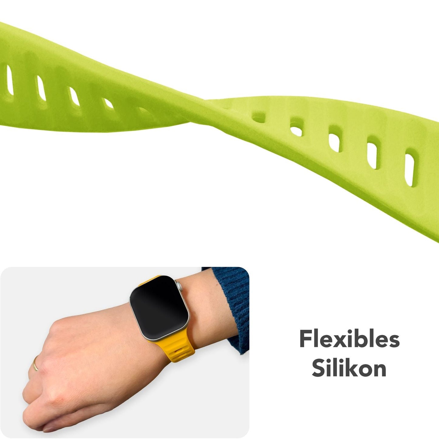 NALIA Motion Band for Apple Watch Ultra/SE/10/9/8/7/6/5/4/3/2/1, Case Size 42/44/45/46/49mm, Soft Silicone Replacement Sport Band with Snap-on Closure