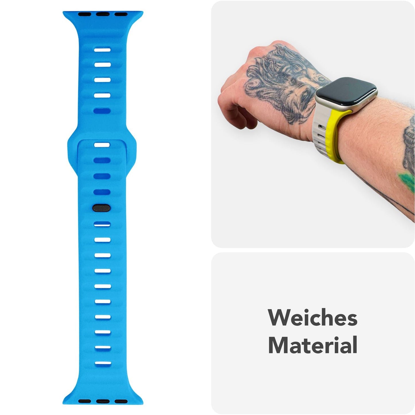 NALIA Motion Band for Apple Watch Ultra/SE/10/9/8/7/6/5/4/3/2/1, Case Size 42/44/45/46/49mm, Soft Silicone Replacement Sport Band with Snap-on Closure