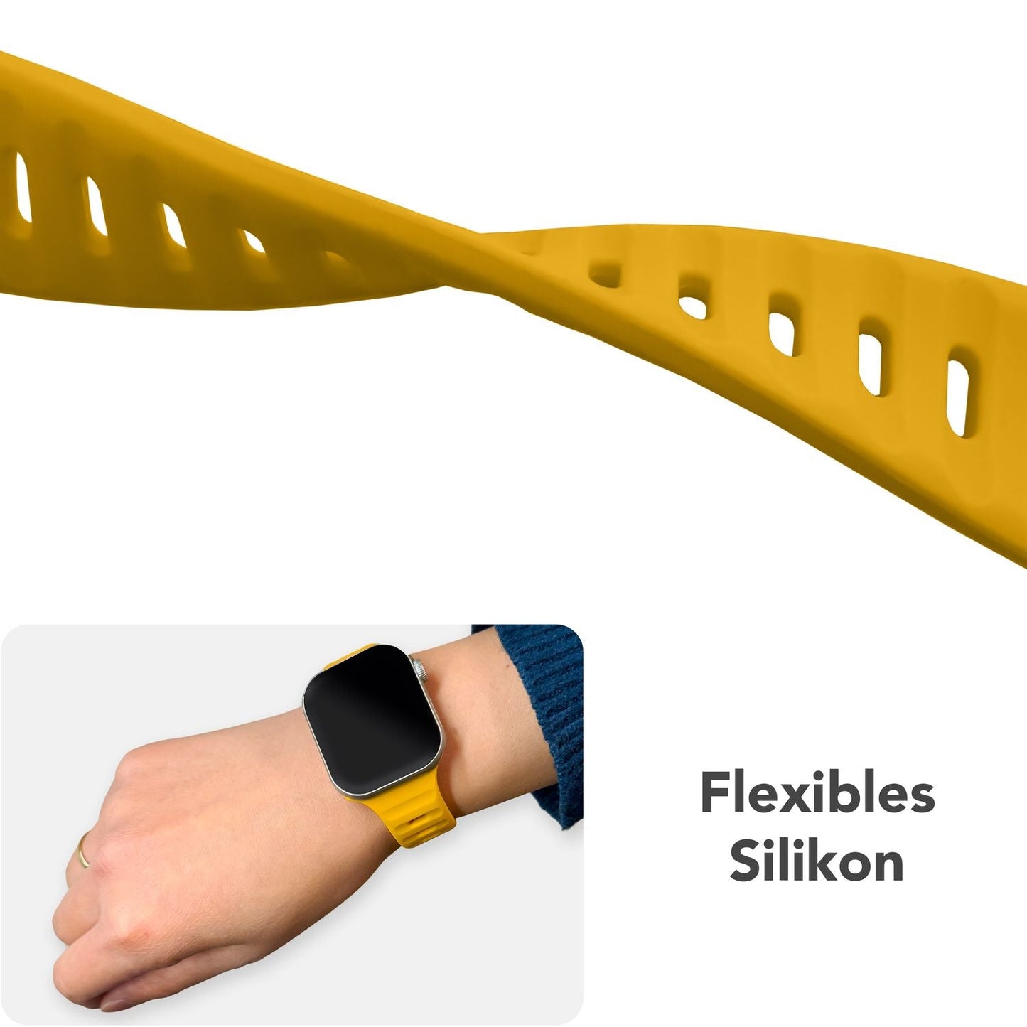 NALIA Motion Band for Apple Watch Ultra/SE/10/9/8/7/6/5/4/3/2/1, Case Size 42/44/45/46/49mm, Soft Silicone Replacement Sport Band with Snap-on Closure