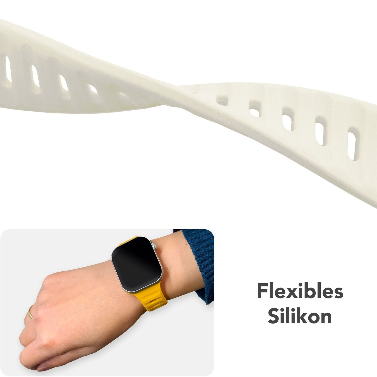 NALIA Motion Band for Apple Watch Ultra/SE/10/9/8/7/6/5/4/3/2/1, Case Size 42/44/45/46/49mm, Soft Silicone Replacement Sport Band with Snap-on Closure