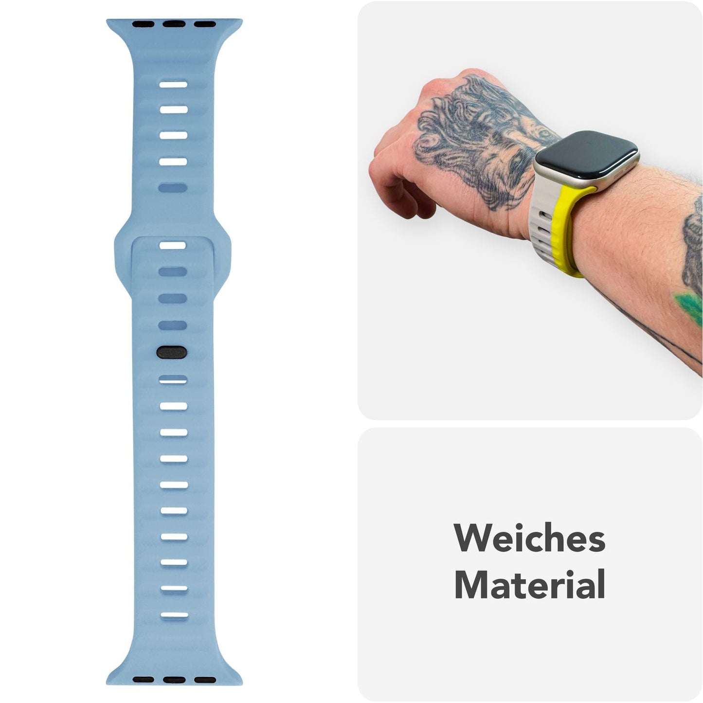 NALIA Motion Band for Apple Watch Ultra/SE/10/9/8/7/6/5/4/3/2/1, Case Size 42/44/45/46/49mm, Soft Silicone Replacement Sport Band with Snap-on Closure