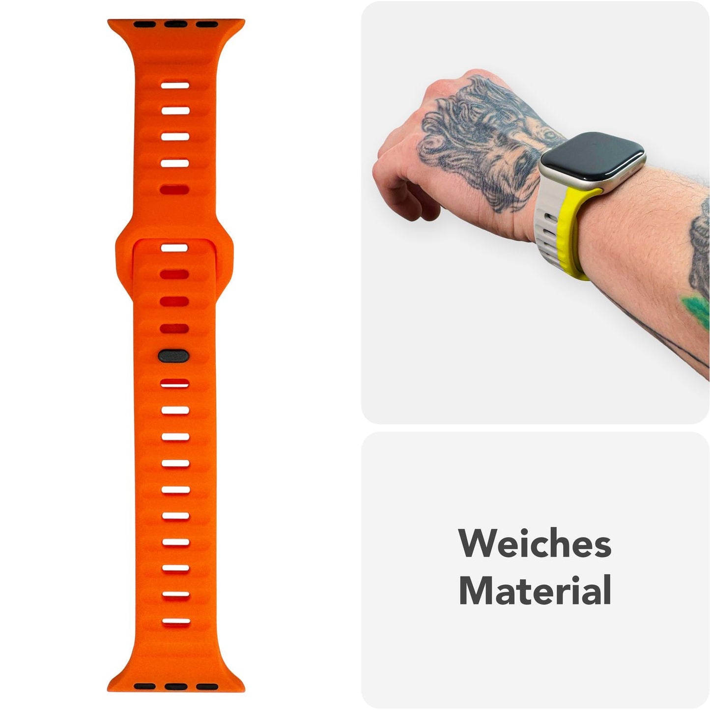 NALIA Motion Band for Apple Watch Ultra/SE/10/9/8/7/6/5/4/3/2/1, Case Size 42/44/45/46/49mm, Soft Silicone Replacement Sport Band with Snap-on Closure