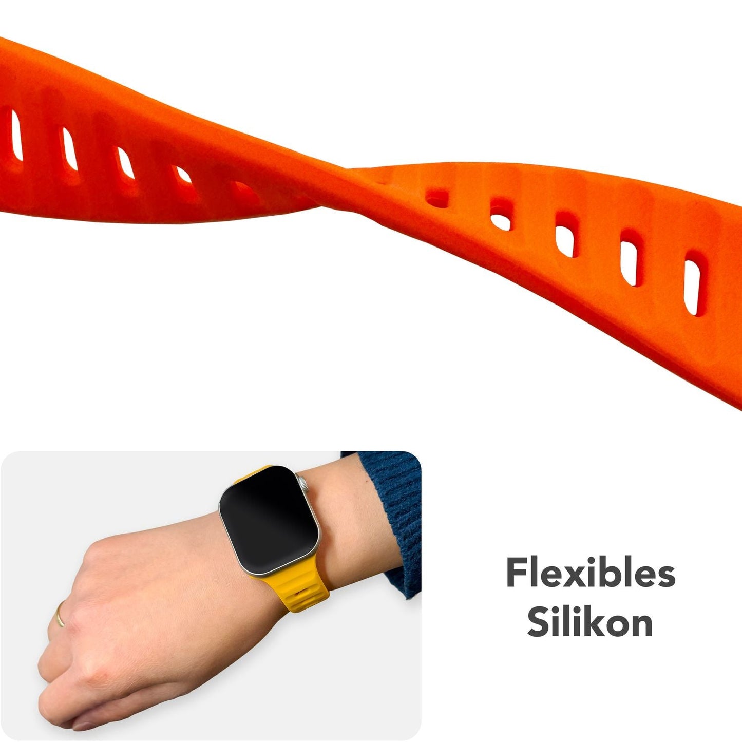 NALIA Motion Band for Apple Watch Ultra/SE/10/9/8/7/6/5/4/3/2/1, Case Size 42/44/45/46/49mm, Soft Silicone Replacement Sport Band with Snap-on Closure