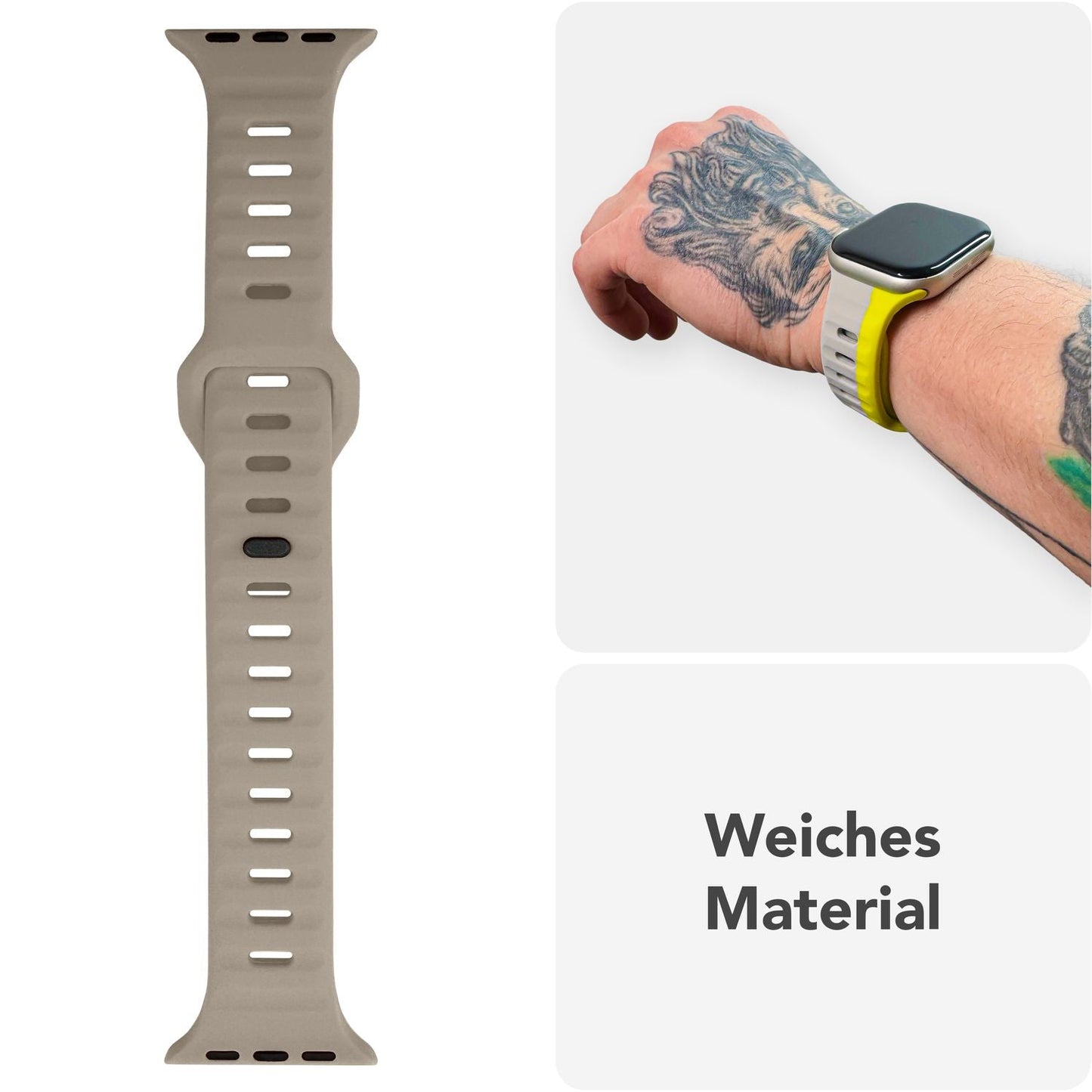 NALIA Motion Band for Apple Watch Ultra/SE/10/9/8/7/6/5/4/3/2/1, Case Size 42/44/45/46/49mm, Soft Silicone Replacement Sport Band with Snap-on Closure