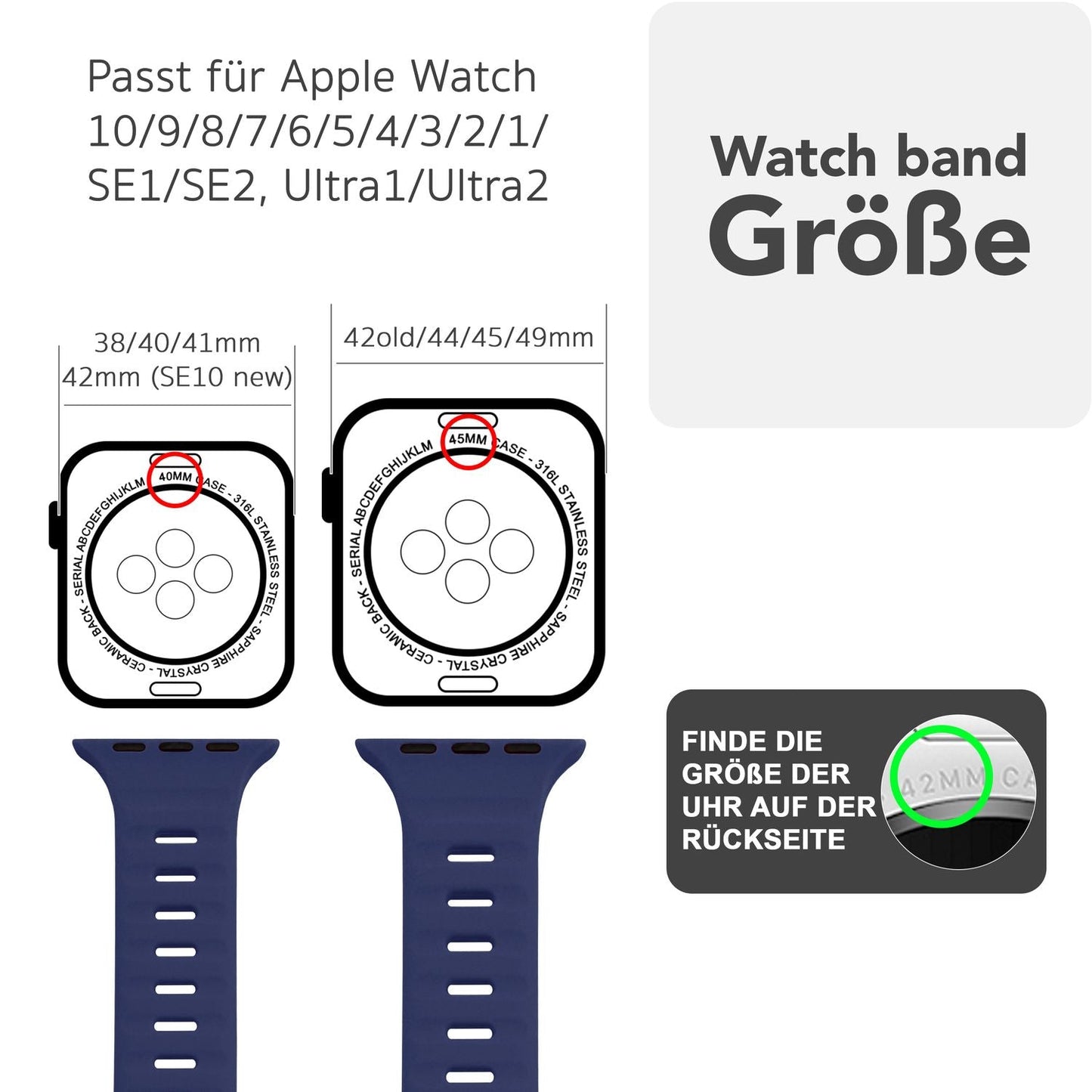 NALIA Motion Band for Apple Watch Ultra/SE/10/9/8/7/6/5/4/3/2/1, Case Size 42/44/45/46/49mm, Soft Silicone Replacement Sport Band with Snap-on Closure