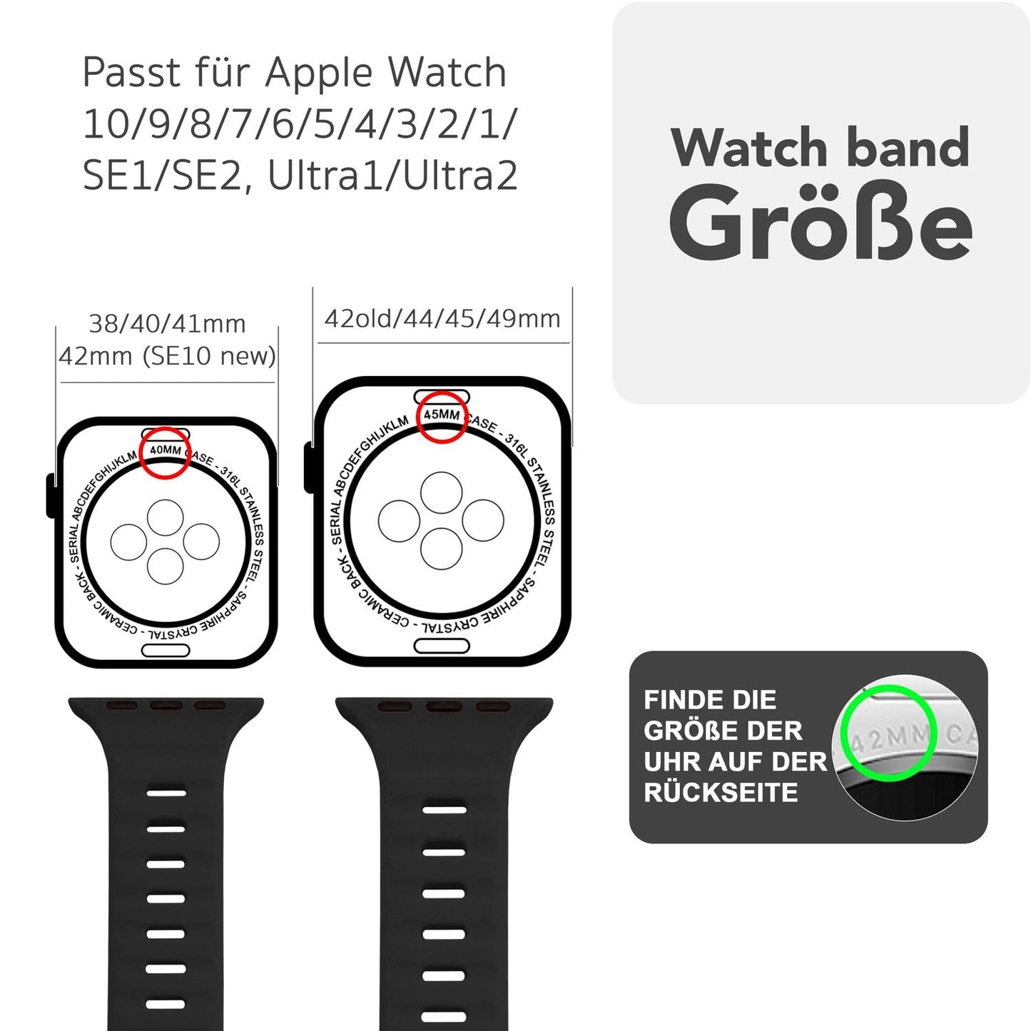 NALIA Motion Band for Apple Watch Ultra/SE/10/9/8/7/6/5/4/3/2/1, Case Size 42/44/45/46/49mm, Soft Silicone Replacement Sport Band with Snap-on Closure