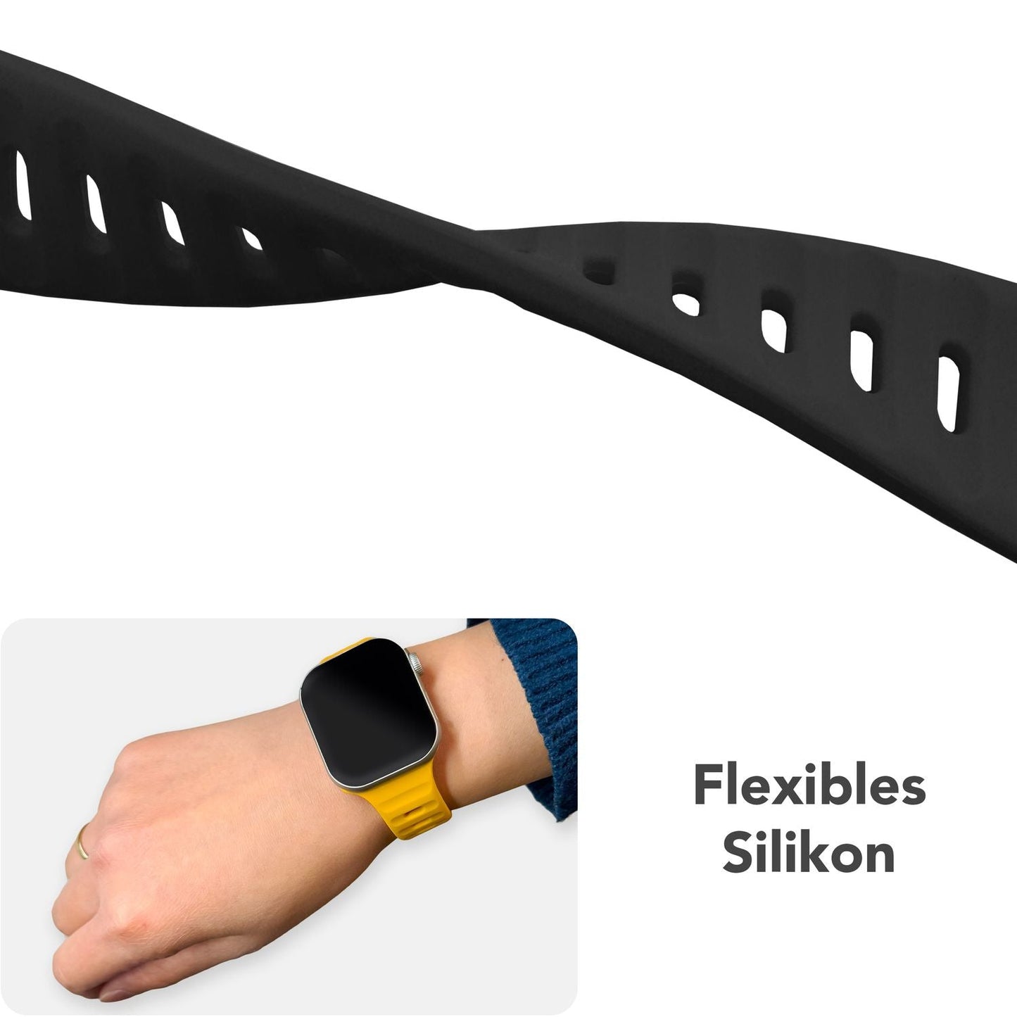 NALIA Motion Band for Apple Watch Ultra/SE/10/9/8/7/6/5/4/3/2/1, Case Size 42/44/45/46/49mm, Soft Silicone Replacement Sport Band with Snap-on Closure