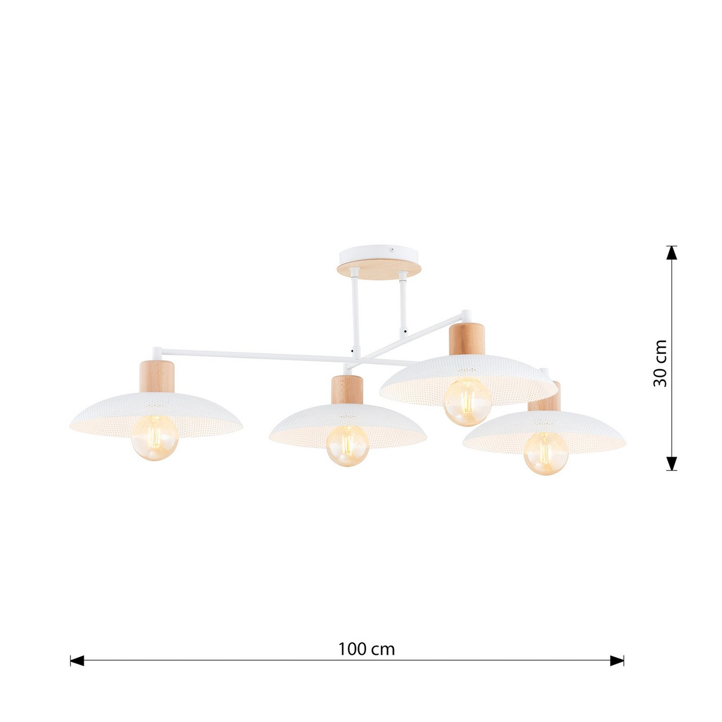 B-Ware Kobe Deckenleuchte Lampe Beleuchtung Vierflammig Stahl Holz Weiß E27 Leuchte