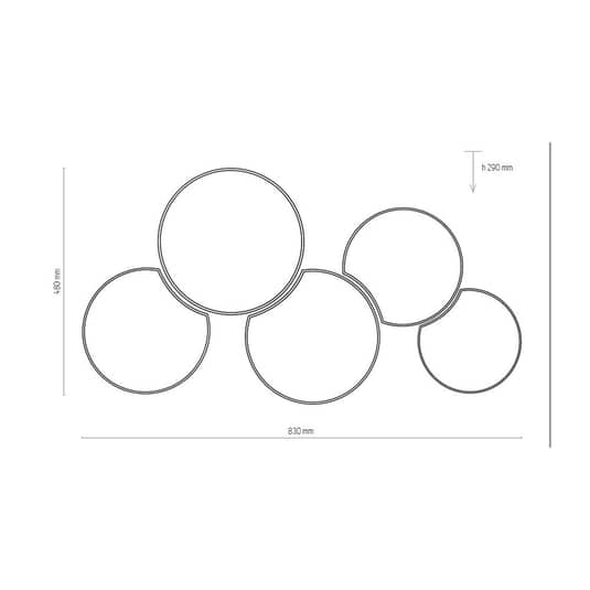 B-flokks Euluna Mona loftlampi, fimm ljós, hvítur, IP20, 230V 