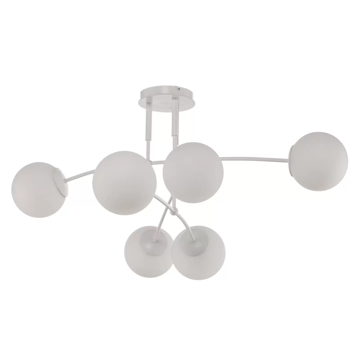 Loftljósið Pregos 6, í B-flokki, sex ljósastaurar, hvítt. Loftlampi. Sjá texta/mynd.