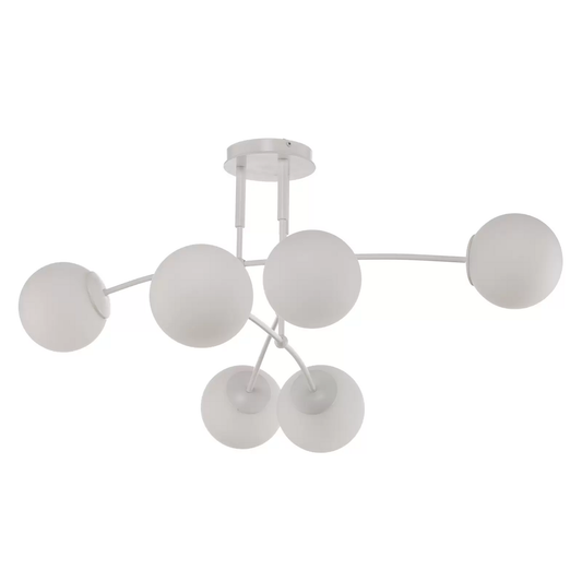 Loftljósið Pregos 6, í B-flokki, sex ljósastaurar, hvítt. Loftlampi. Sjá texta/mynd.