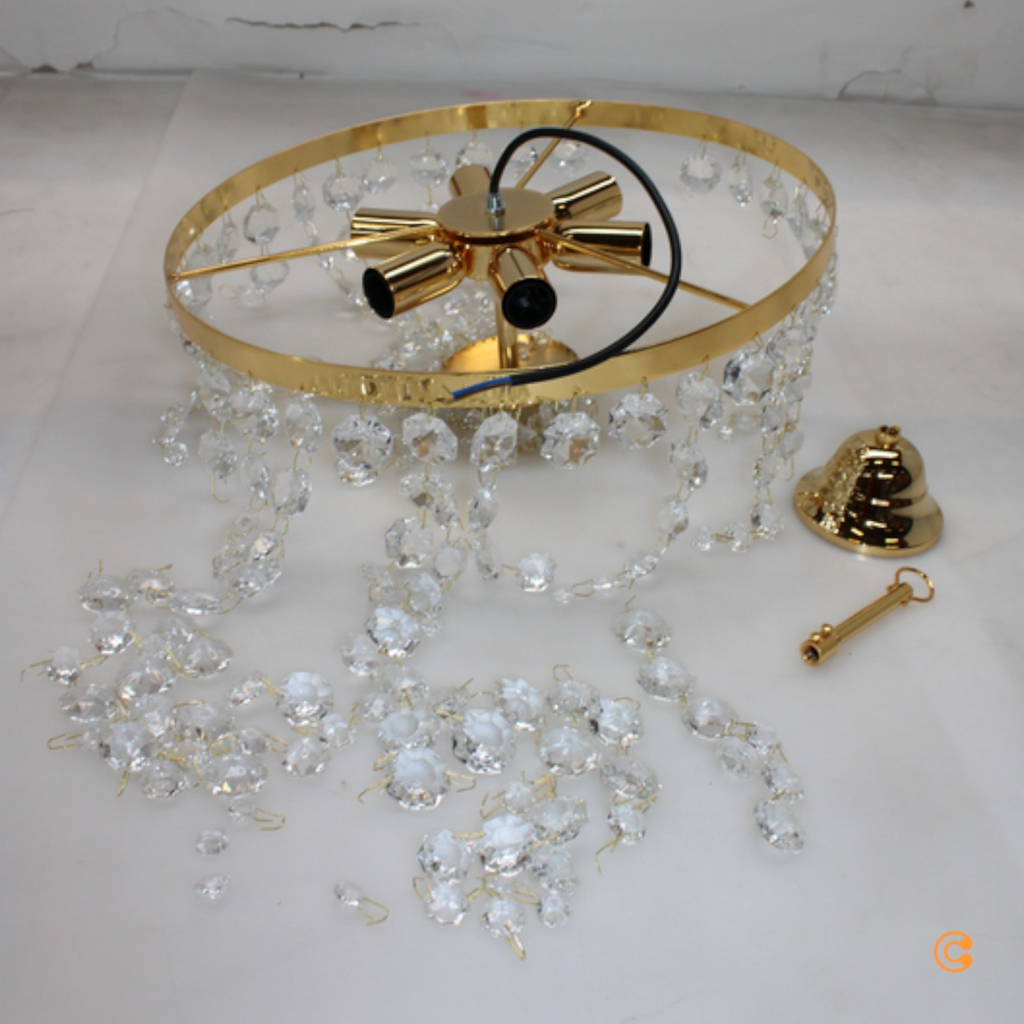 B-flokks Kolarz Retrofit loftlampi Valerie 6 ljósa kristalhengilampi Sjá texta/myndir