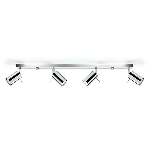 B-grade Euluna ceiling spotlight, round ceiling lamp, chrome, four-light, GU10 LED, linear 