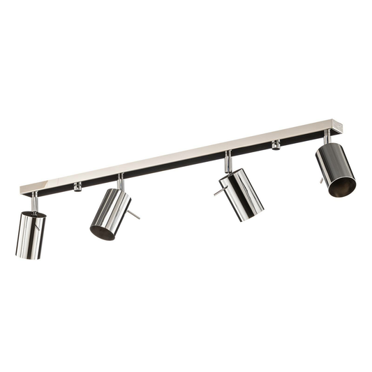 B-grade Euluna ceiling spotlight, round ceiling lamp, chrome, four-light, GU10 LED, linear 