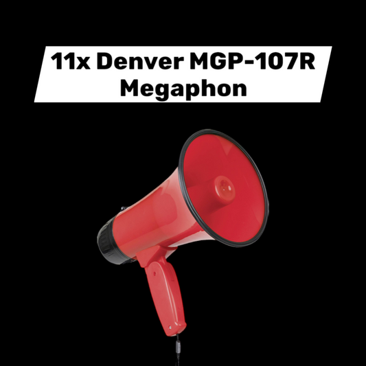 B-flokks Denver Mgp 107 R megafónn með burðaról, megafónhátalara, 11 stykki
