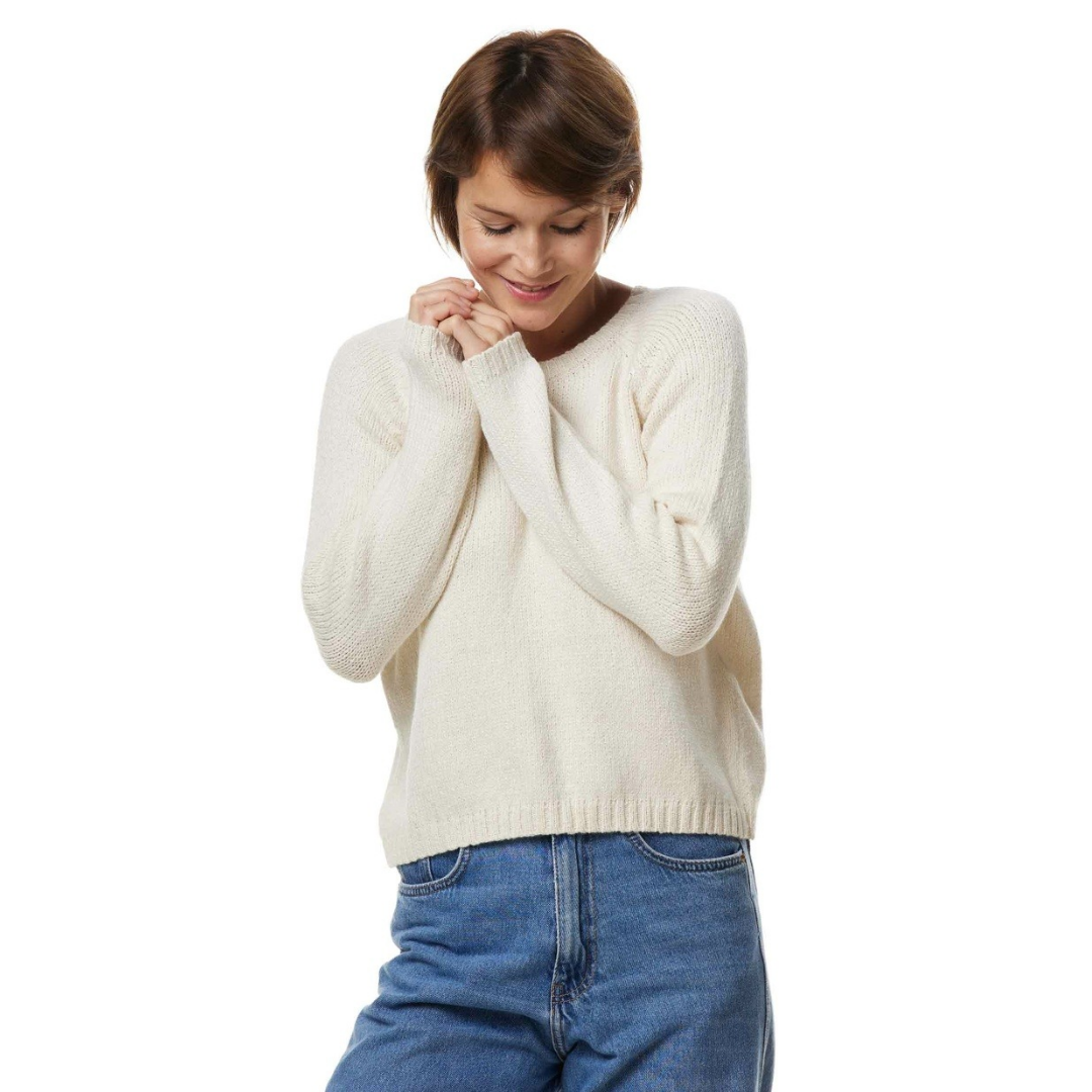 Apu Kuntur - Alpakkapeysa með hringhálsmáli ELLA – ung alpakka og lífræn Pima bómull