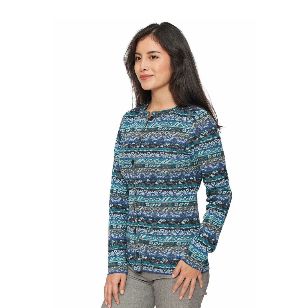Apu Kuntur - Alpaca Cardigan TAMIA – Jacquard cardigan made from 100% baby alpaca