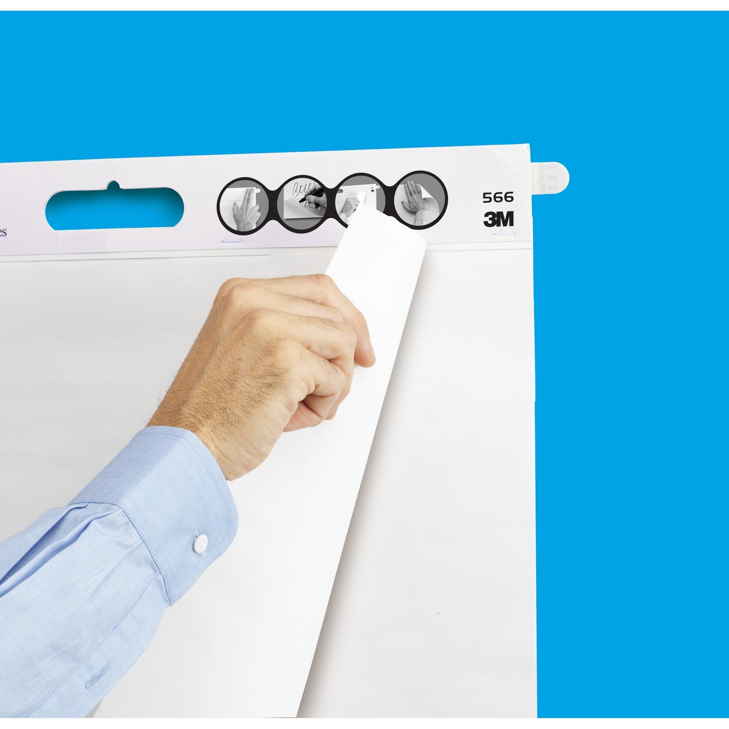 Post-it® Super Sticky selbsthaftendes Meeting Chart/Flipchart für Wand-Montage 566, Weiß, 58,4 cm x 50,8 cm, 20 Blatt/Block, 2 Blöcke/Packung, 100% PEFC, SGSCH-PEFC-COC-110078 + 8 Command™-Streifen/Packung | Packung (1 Stück)