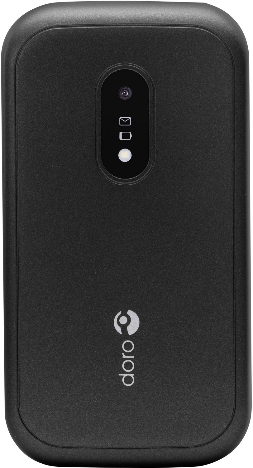 Doro 6040 svartur farsími með stórum hnöppum, myndavélasími, á lager.