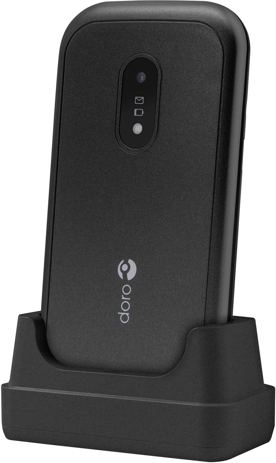 Doro 6040 svartur farsími með stórum hnöppum, myndavélasími, á lager.