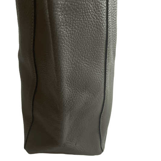 Leder Shopper mit Innentasche Dunkelgrau