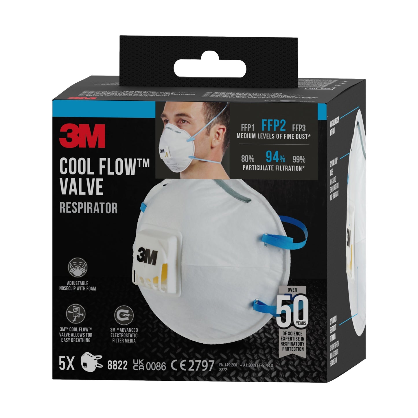 3M™ Cool Flow™ Partikelmaske 8822, FFP2, mit Ventil