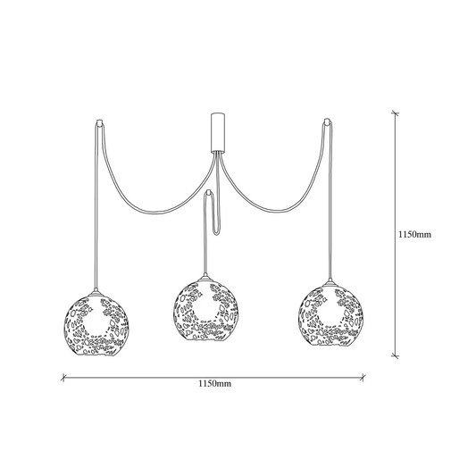 B-flokks Fellini Mr 897 3-ljósa hengilampi, utan miðju, svartur, E27, loftlampi, ljósastæði