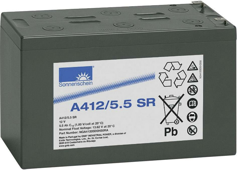 B-flokks Gnb Sonnenschein blýsýrurafhlaða 12 V 5,5 Ah blýgel B x H x Þ 152x98x66 mm flattengi 6,3