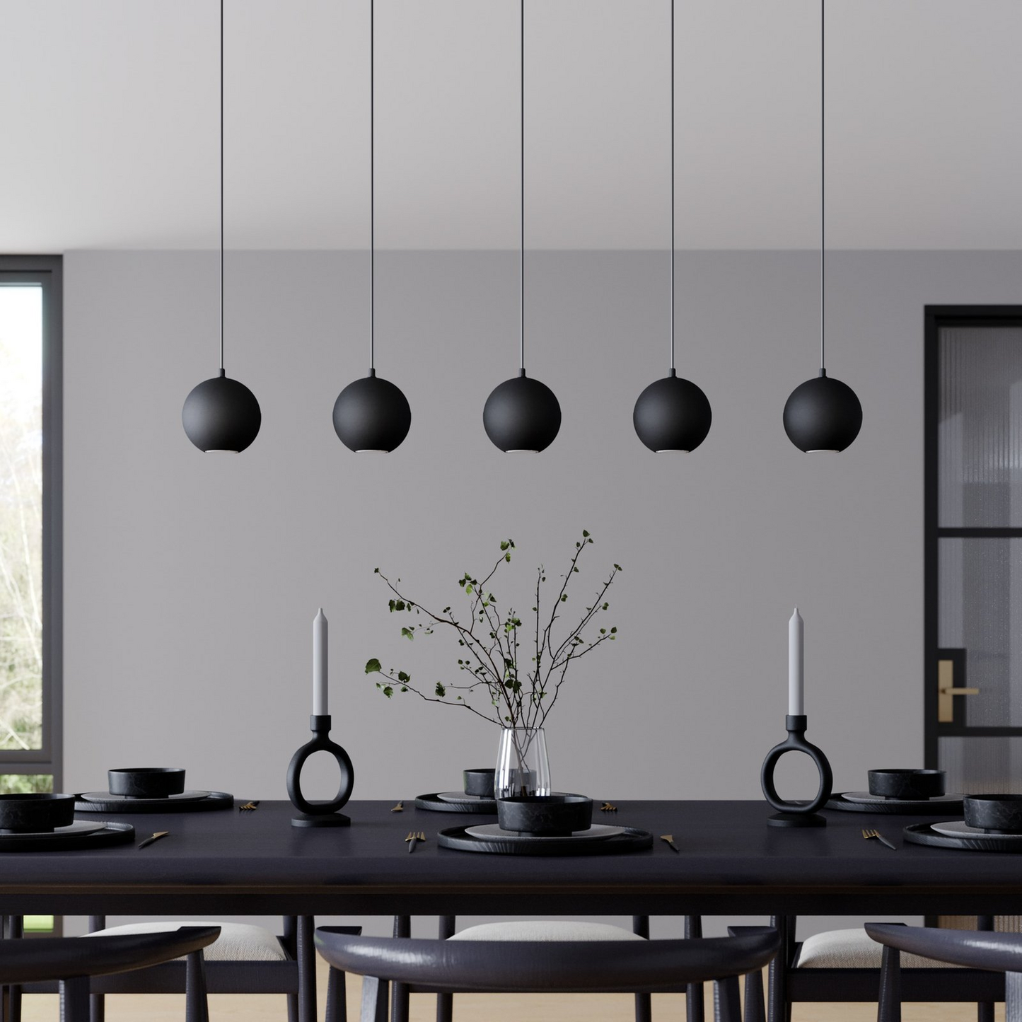 B-flokks Euluna hengiljós Miðnættis loftlampi 5 ljós Gu10 svart 391 