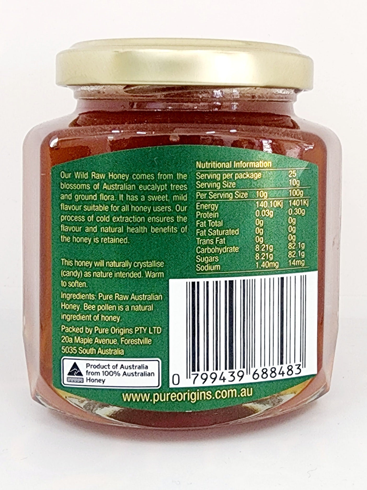 Australian Wild Organic Honey 250g – Raw, Cold Extracted, Natural, Pure