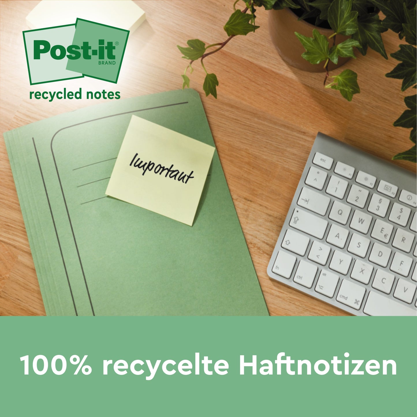 Post-it® Recycling Notes, Gelb, 76 mm x 127 mm, 100 Blatt/Block, 6 Blöcke/Packung, 100% PEFC, SGSCH-PEFC-COC-110078 | Packung (1 Stück)