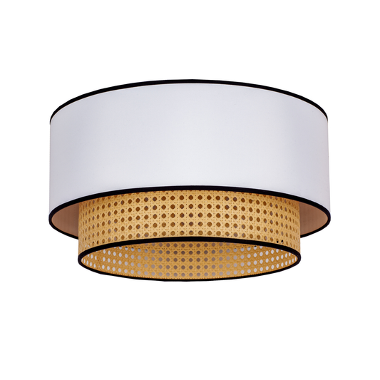 B-flokks loftljós Boho rotting textíl beige hvítt loftlampi lampi ljóspunktur