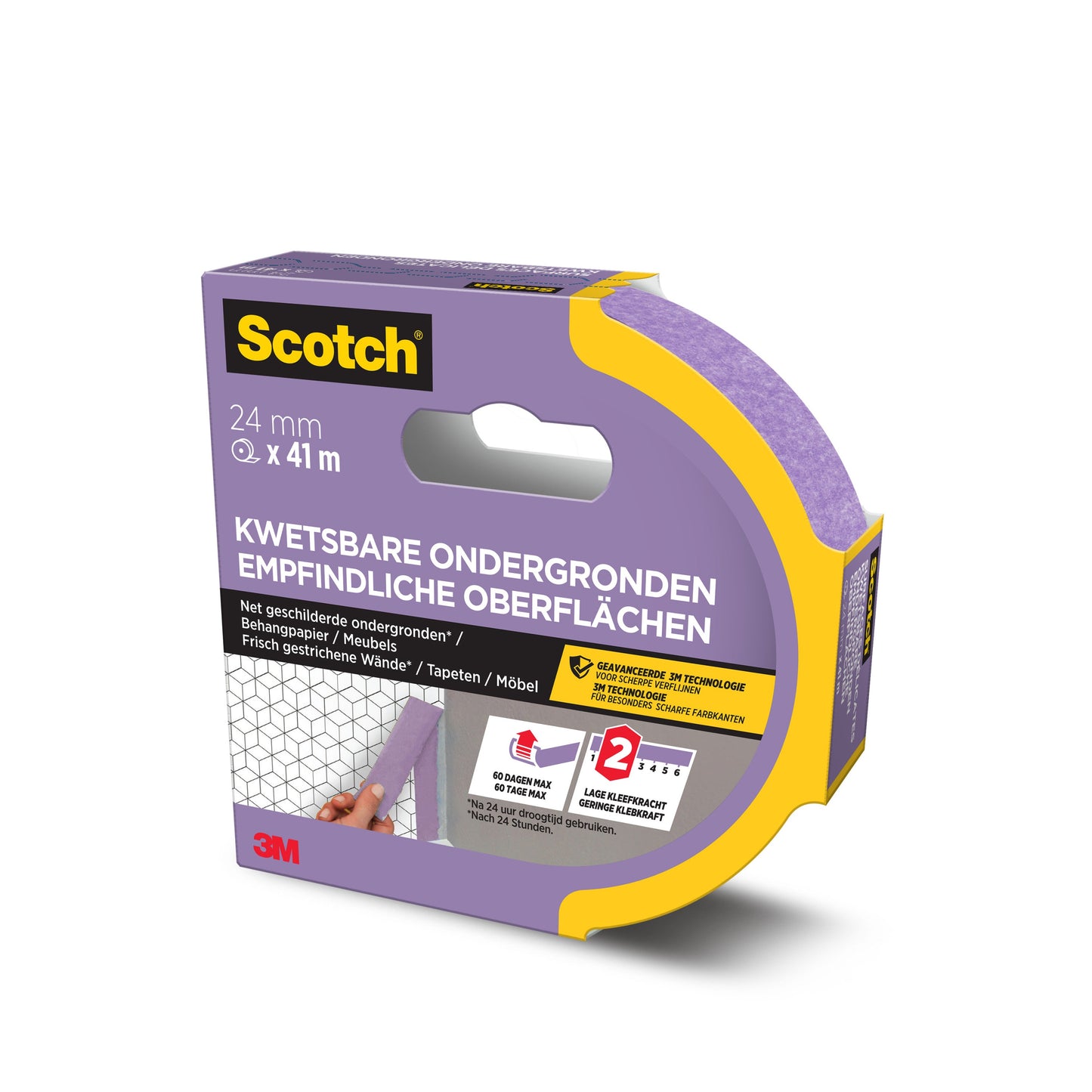 Scotch® Malerabdeckband für empfindliche Oberflächen, 24 mm x 41 m, 1 Rolle/Packung, 100% PEFC SGSCH-PEFC-COC-110078 | Packung (1 Rolle)