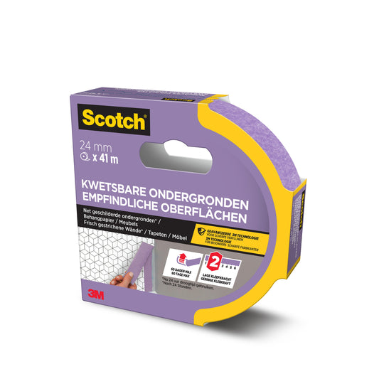 Scotch® Malerabdeckband für empfindliche Oberflächen, 24 mm x 41 m, 1 Rolle/Packung, 100% PEFC SGSCH-PEFC-COC-110078 | Packung (1 Rolle)