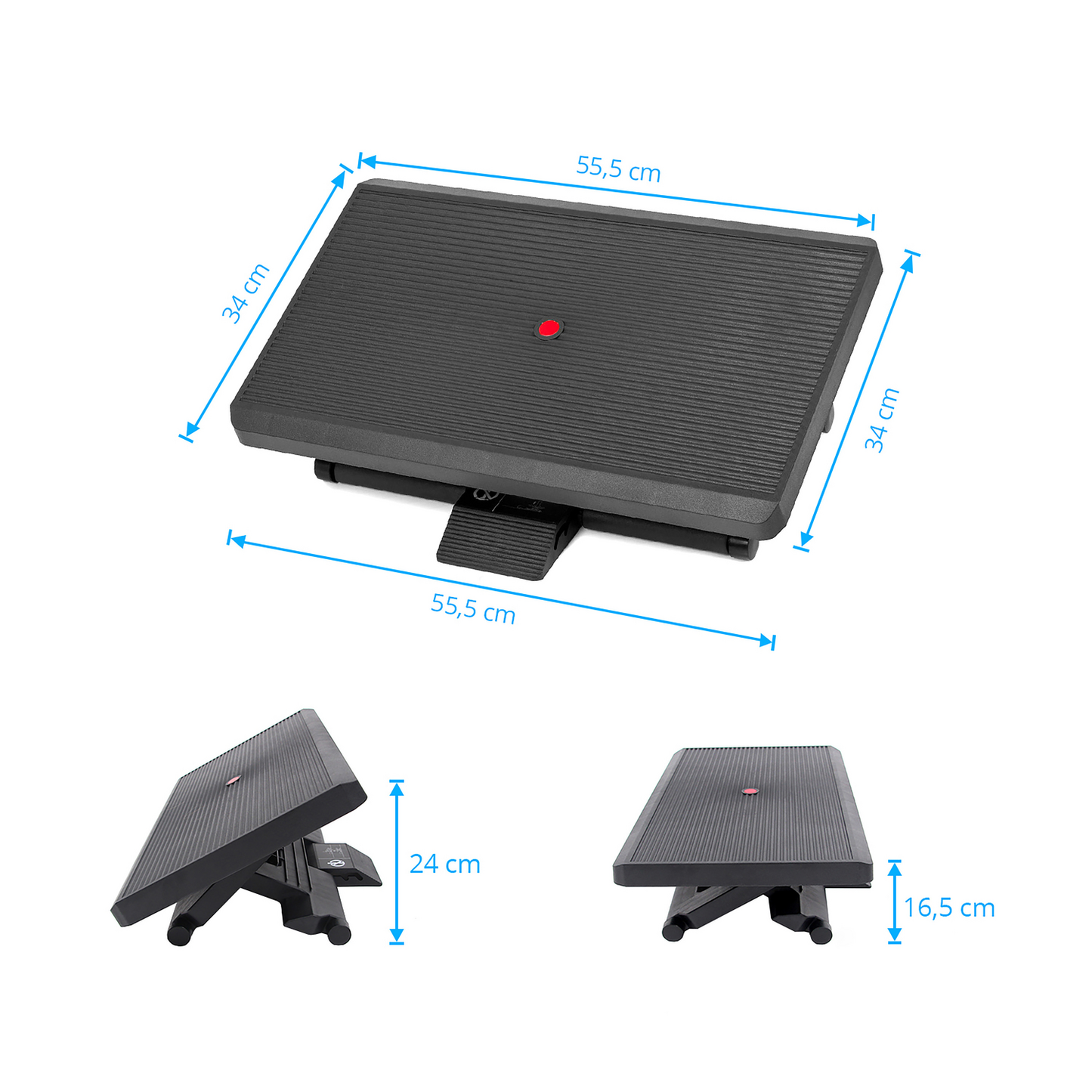 B-grade Hjh Office footrest Piedino Stripe Pro support black tiltable height adjustable