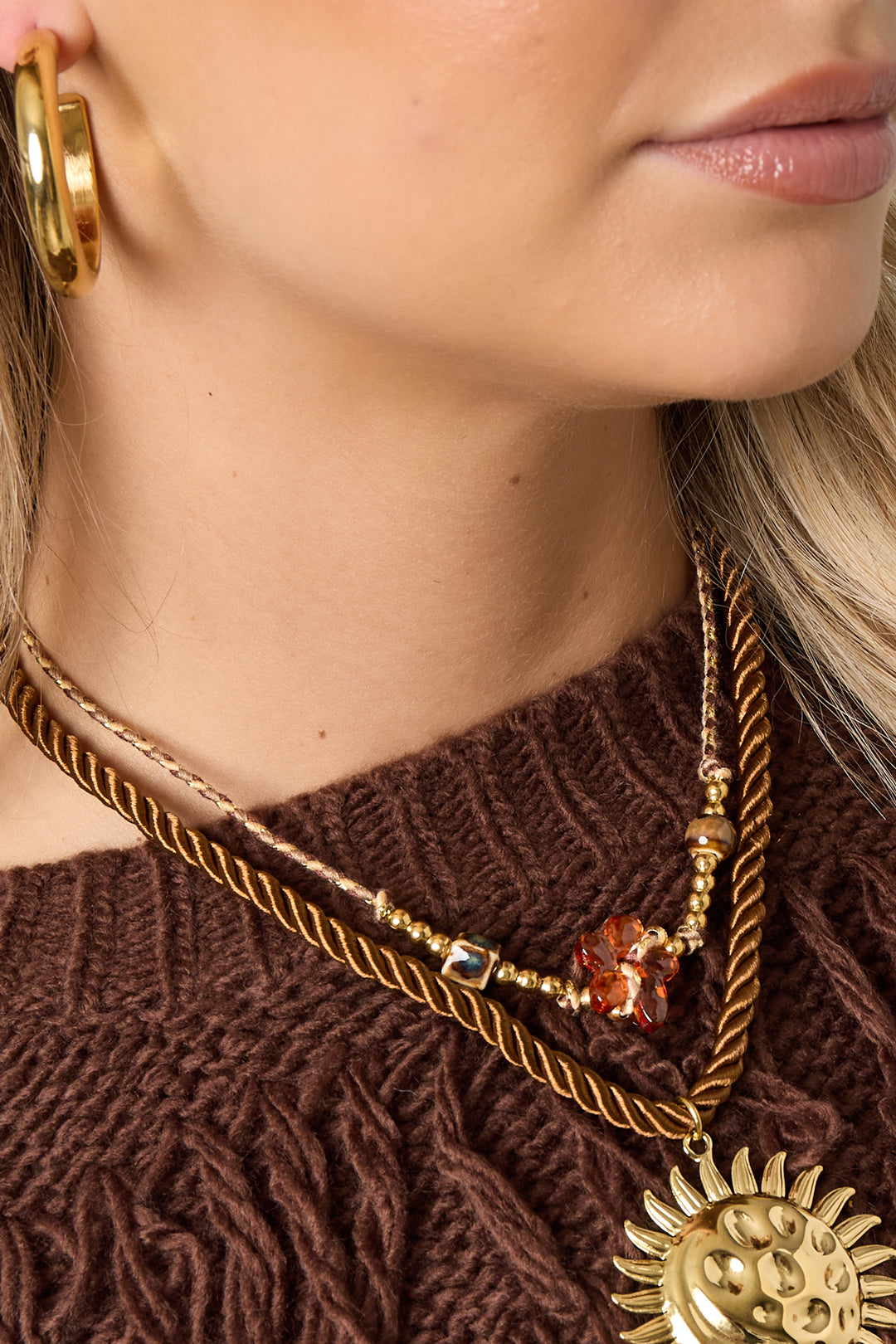 Polyester Perlen Halsketten Blume Casual Täglich Einfache Serie frauen schmuck